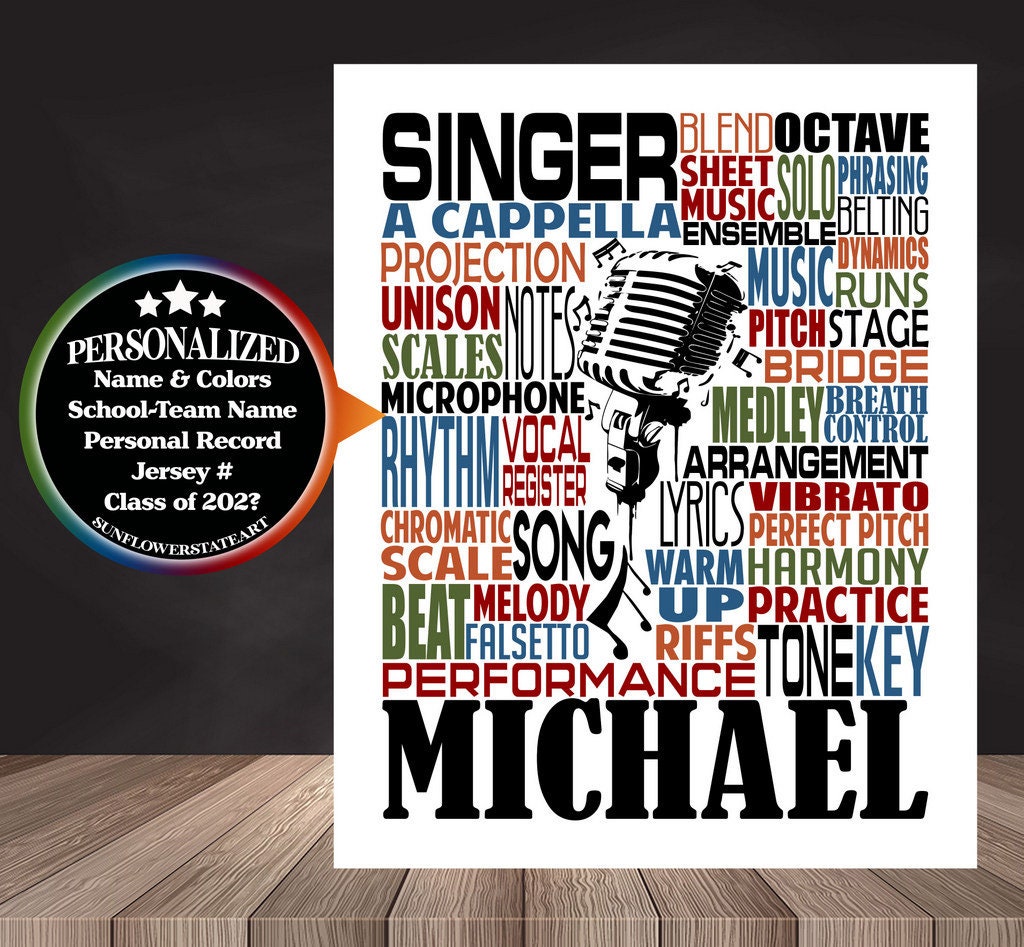 Singer Poster, Personalized Singing Gift
