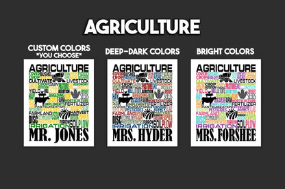 Agriculture Poster, Personalized Agriculture Teacher Gift