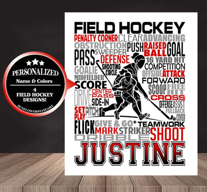 Field Hockey Poster, Personalized Field Hockey Gift