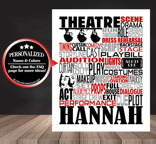 Theater Gift, Personalized Theatre Poster