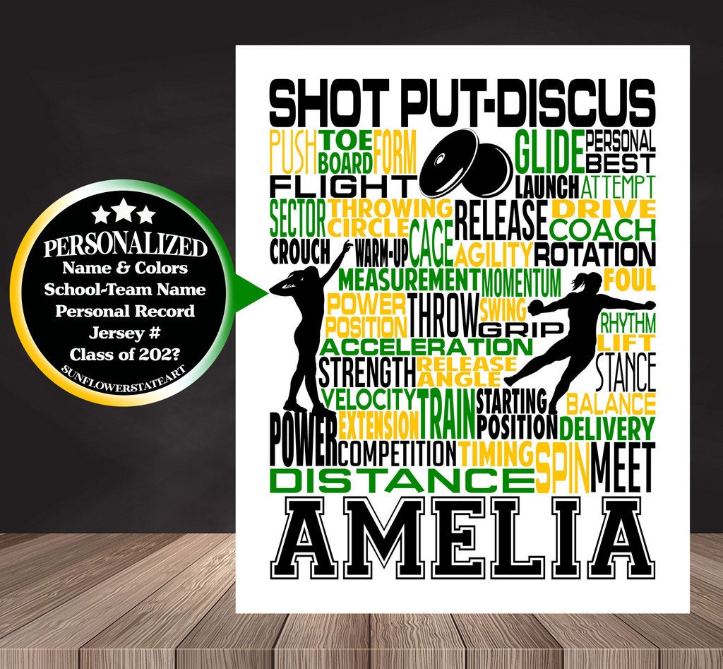 Track & Field Poster, Shot Put - Discus - Javelin, Throwers Gift