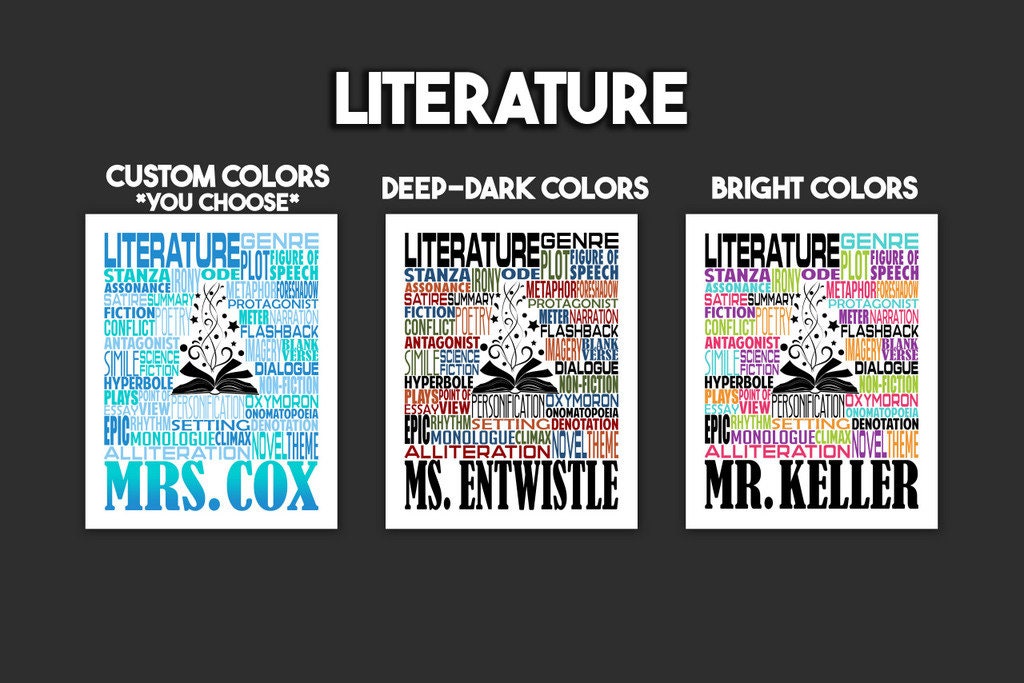 Literature Teacher Poster - Personalized Literature Gift