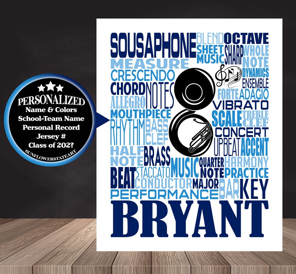 Sousaphone Poster, Personalized Sousaphone Gift