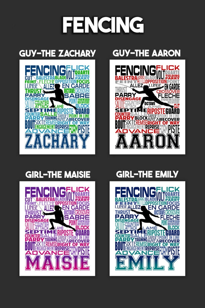 Fencing Poster, Personalized Fencer Gift