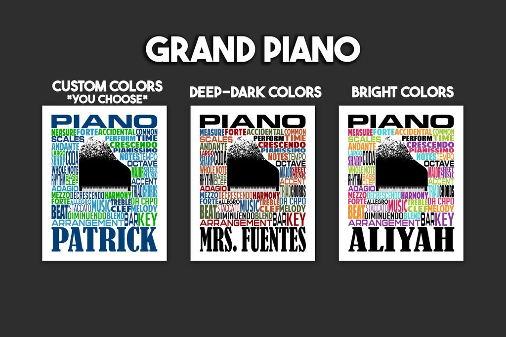 Piano Poster, Personalized Pianist Gift
