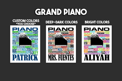Piano Poster, Personalized Pianist Gift