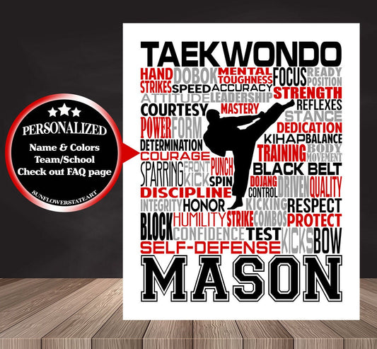 Taekwondo Poster, Personalized Taekwondo Gift