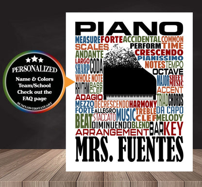 Piano Poster, Personalized Pianist Gift