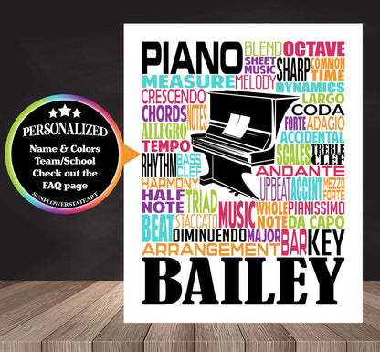 Piano Poster, Personalized Pianist Gift