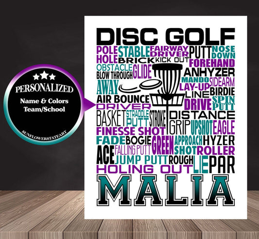 Disc Golf Poster - Personalized Disc Golf Gift