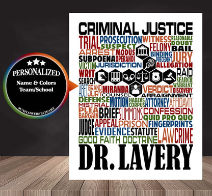 Criminal Justice Poster - Personalized Criminal Justice Gift