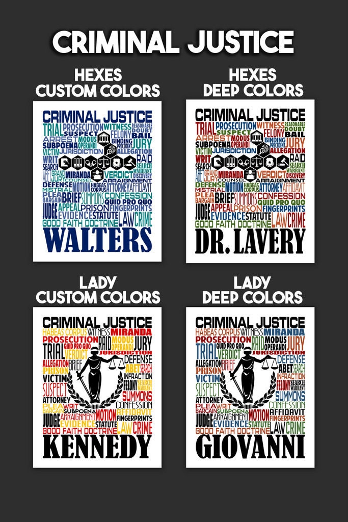 Criminal Justice Poster - Personalized Criminal Justice Gift