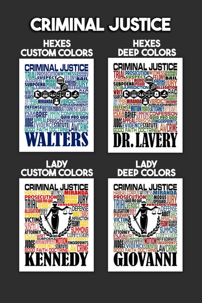 Criminal Justice Poster - Personalized Criminal Justice Gift