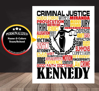 Criminal Justice Poster - Personalized Criminal Justice Gift