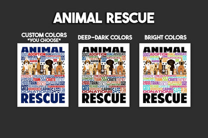 Animal Rescue Poster, Personalized Dog Rescue Gift, Wall Art