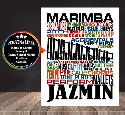 Marimba Poster,  Personalized Marimba Gift