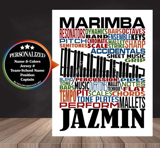 Marimba Poster,  Personalized Marimba Gift