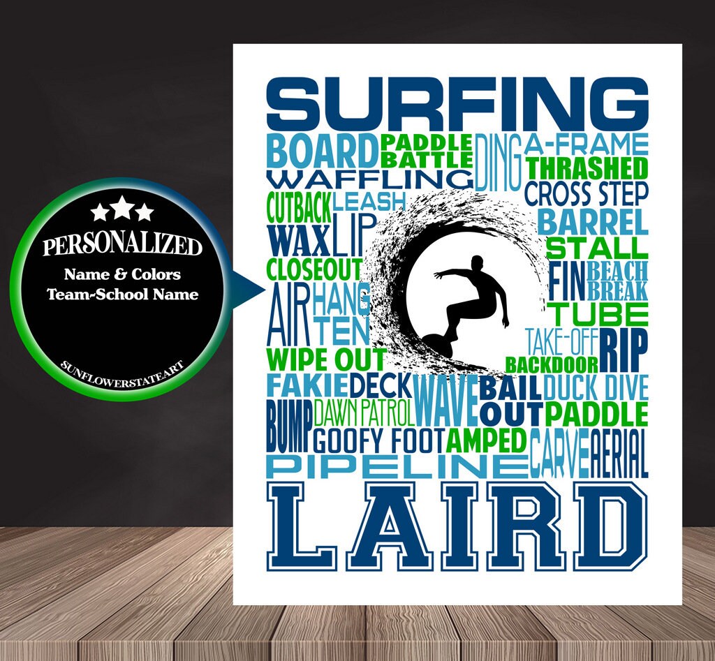 Surfing Poster, Surfer Gift