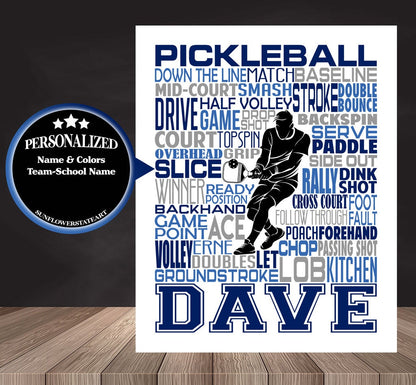 Pickleball Poster, Personalized Pickleball Gift