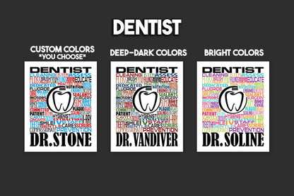Dentist Poster, Personalized Dentist Gift