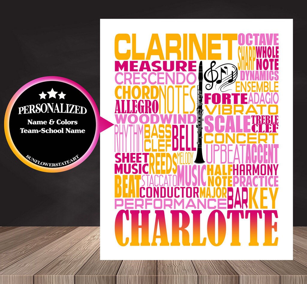 Clarinet Poster - Personalized Clarinet Gift