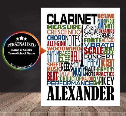Clarinet Poster - Personalized Clarinet Gift