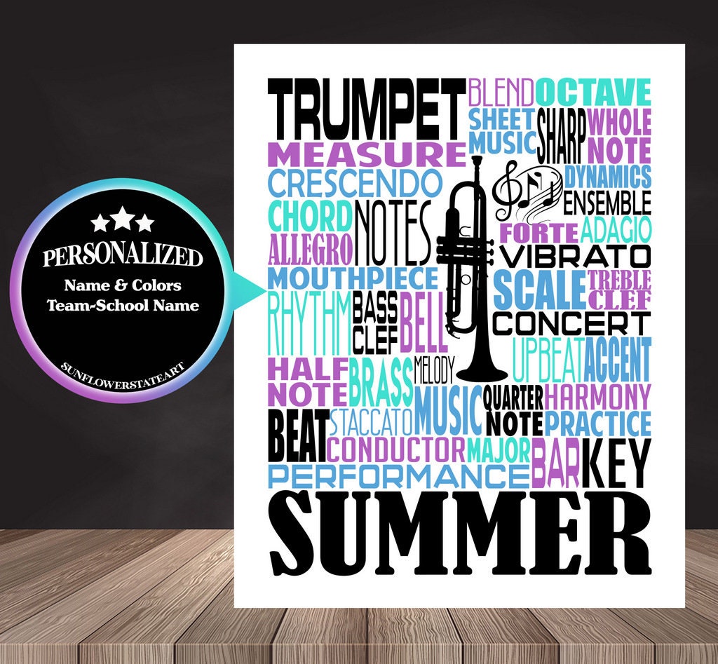 Trumpet Poster, Gift for Trumpet Player, Band Teacher Gift