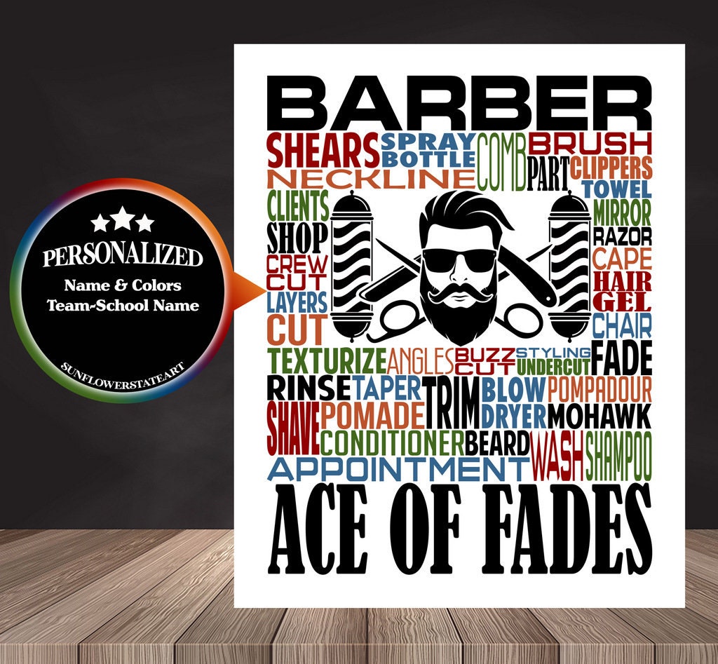Barber Poster, Personalized Barbershop Gift