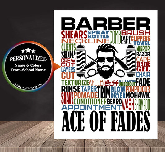 Barber Poster, Personalized Barbershop Gift