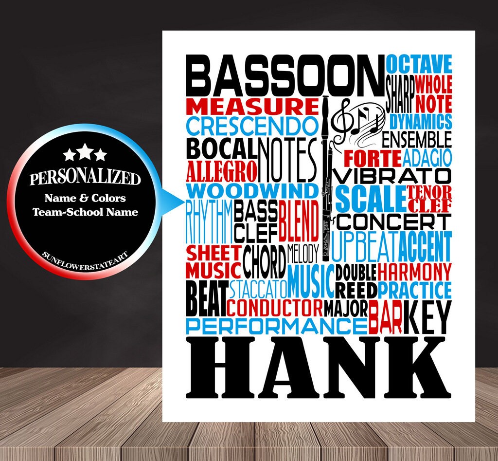 Bassoon Poster - Personalized Bassoon Gift