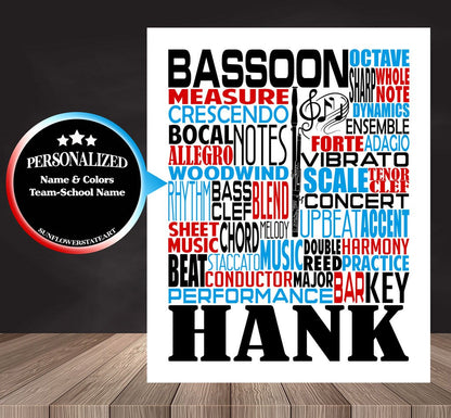 Bassoon Poster - Personalized Bassoon Gift