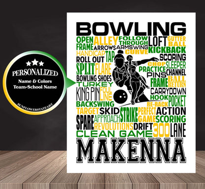 Bowling Poster - Personalized Bowling Gift