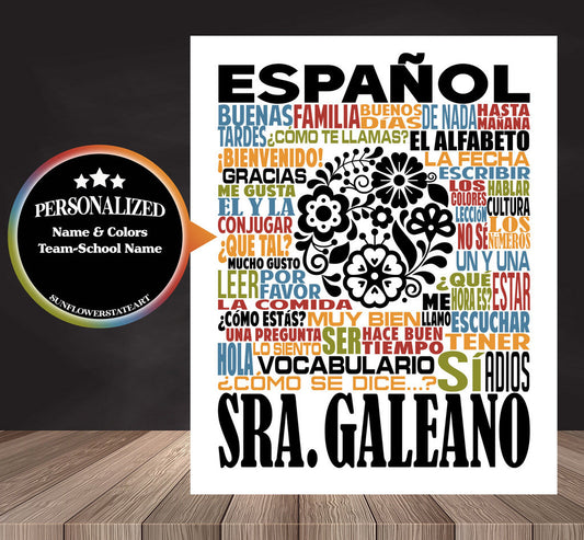 Spanish Teacher Poster - Personalized Spanish Teacher Gift