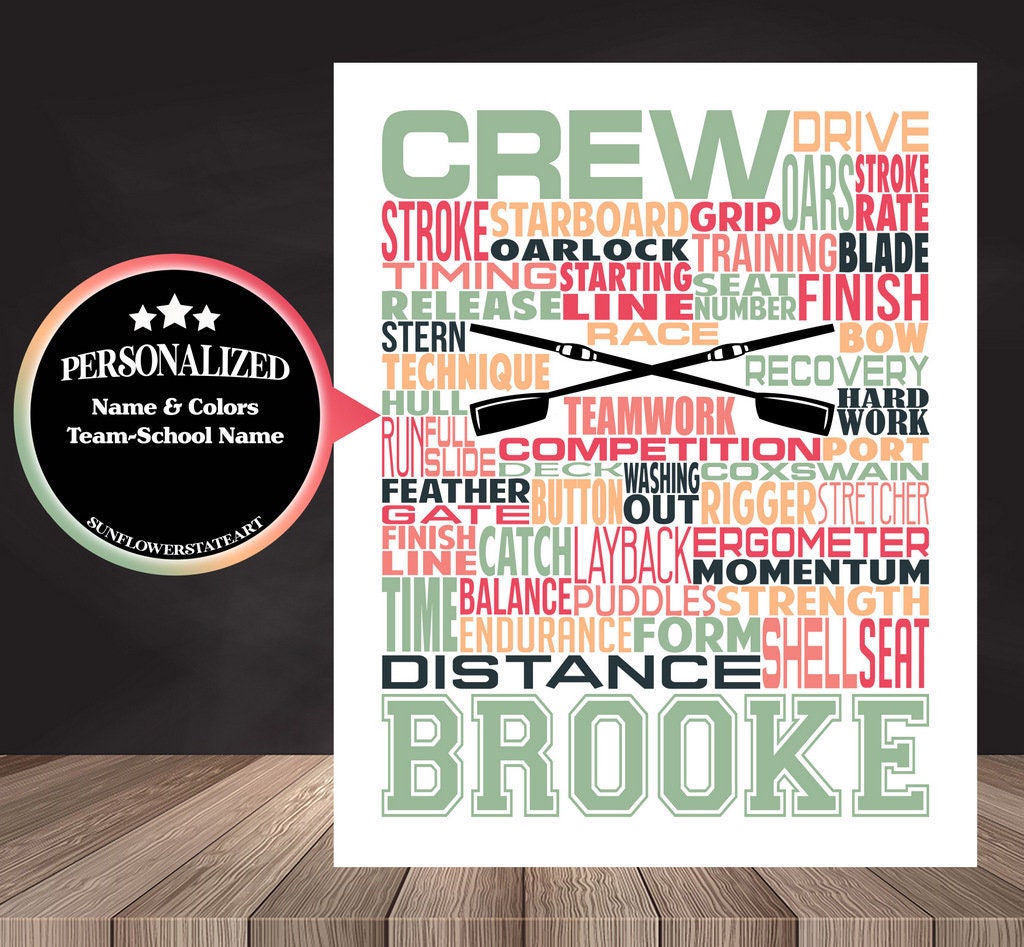 Crew Poster, Personalized Crew Rowing Gift