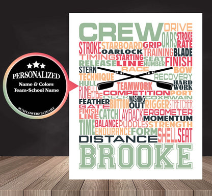 Crew Poster, Personalized Crew Rowing Gift