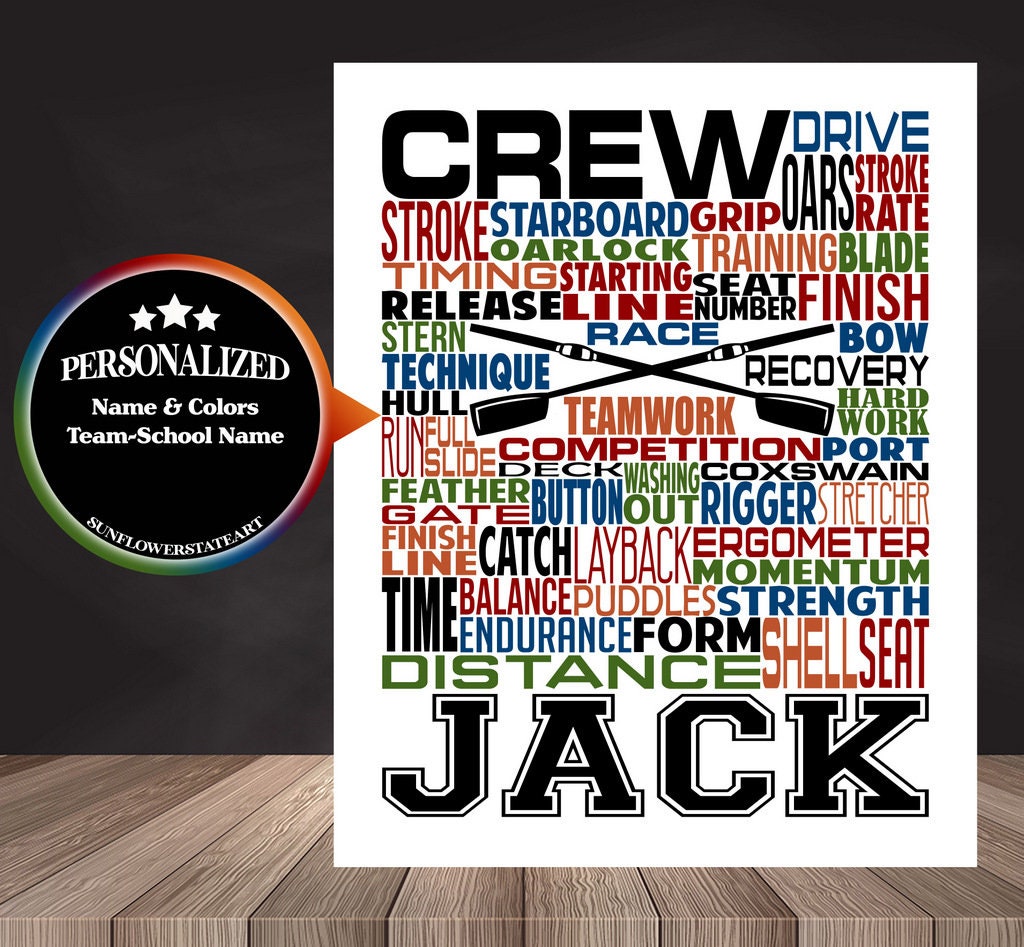 Crew Poster, Personalized Crew Rowing Gift