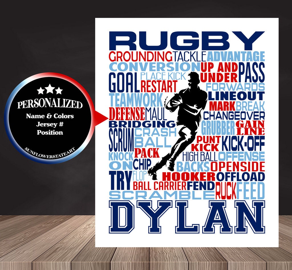 Rugby Poster, Personalized Rugby Gift