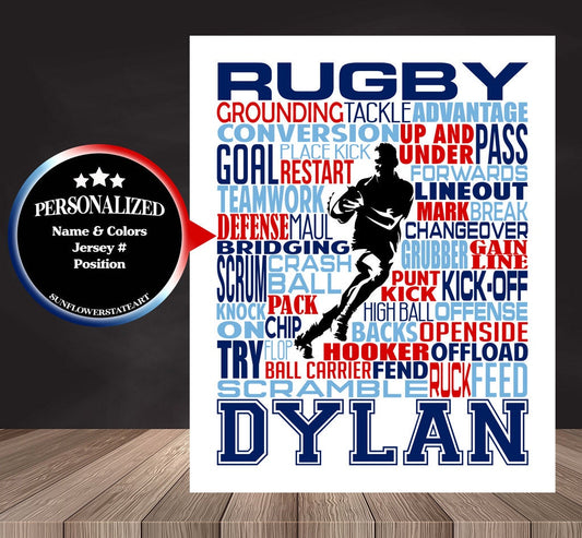 Rugby Poster, Personalized Rugby Gift