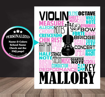 Violinist Poster - Personalized Violin Player Gift