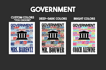 Government Poster, Personalized U.S. Government Teacher Gift