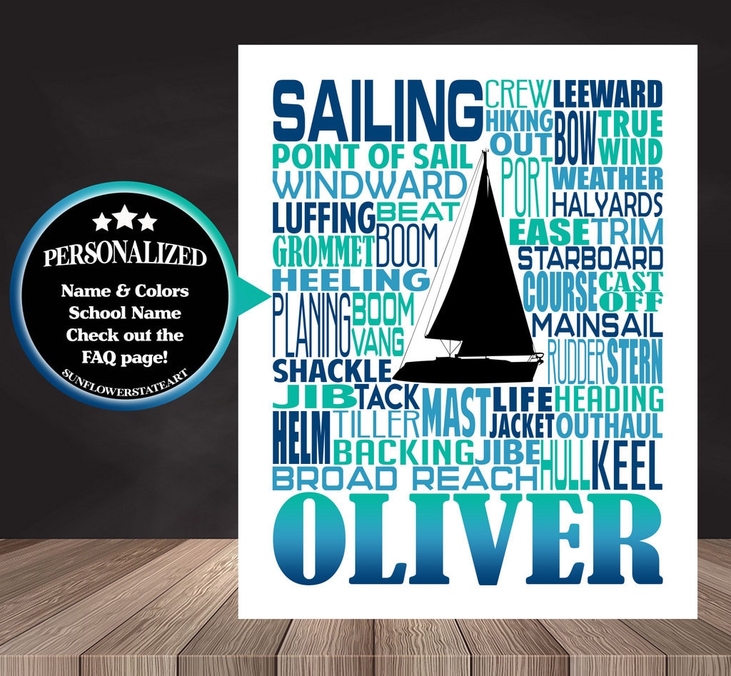 Sailing Poster, Personalized Gift for Sailor