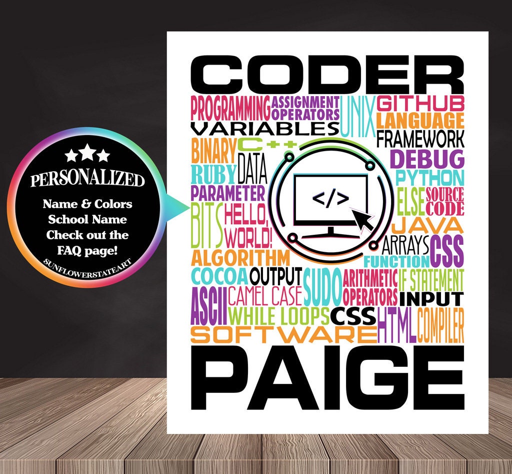 Computer Coding Poster - Personalized Coder Gift