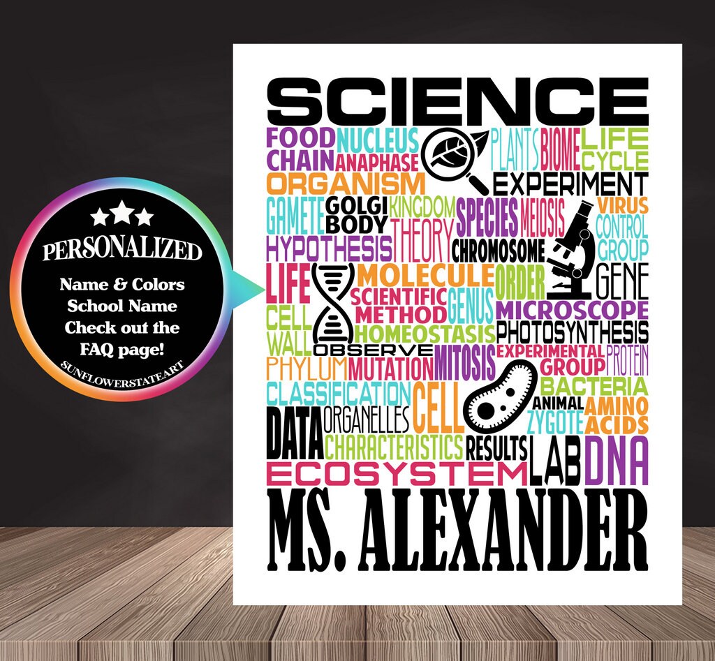 Science Teacher Poster, Personalized Science Teacher Gift