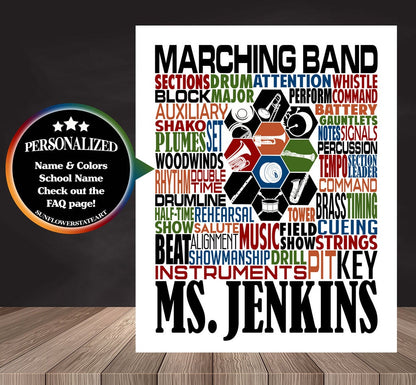 Marching Band Poster, Personalized Marching Band Gift