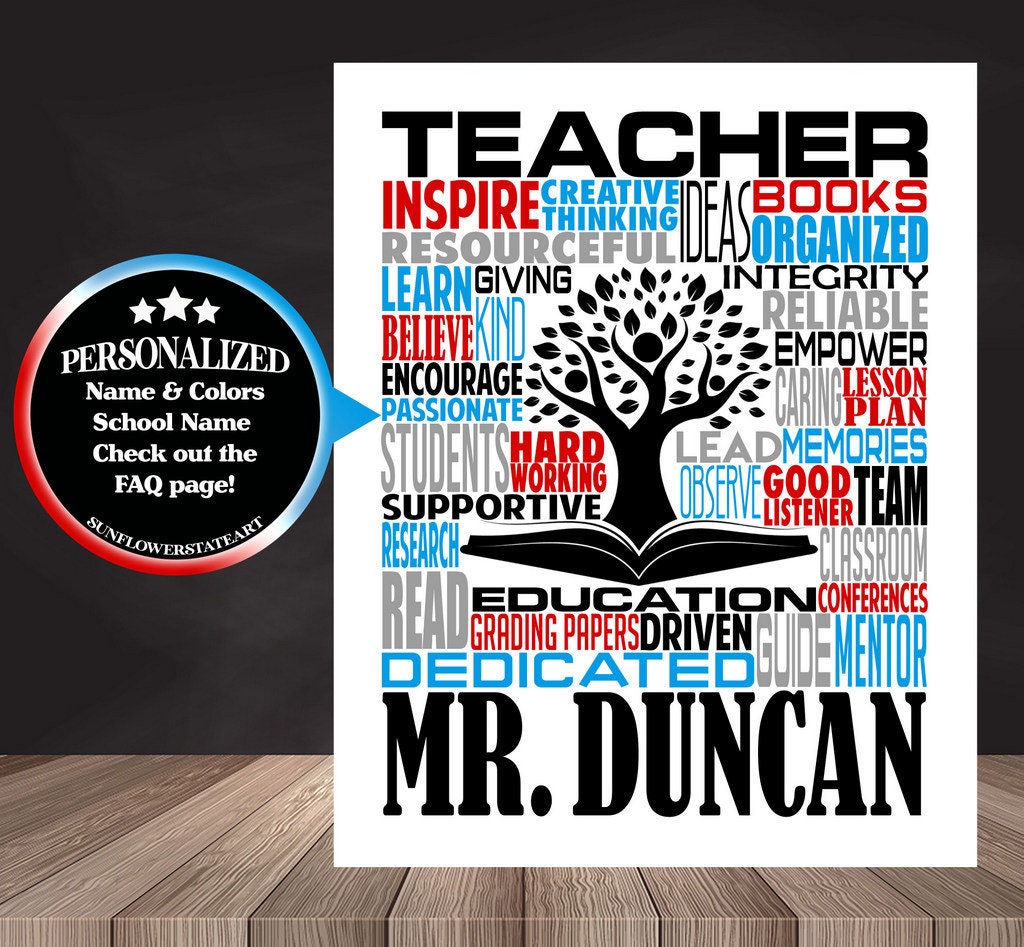 Teacher Poster, Personalized Teacher Gift