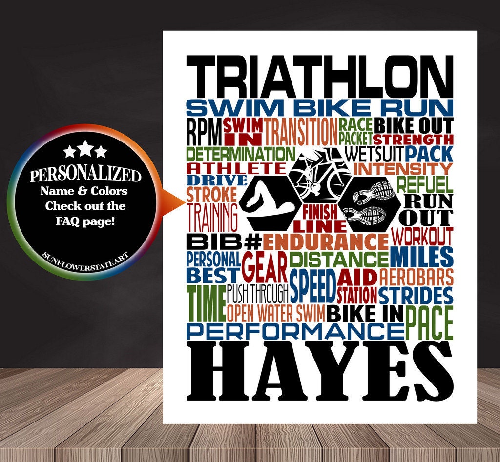 Triathlon Poster - Personalized Triathlon Gift