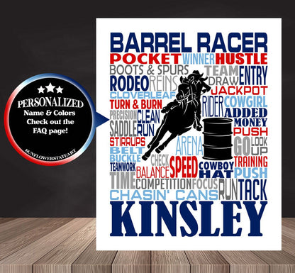 Barrel Racing Poster - Personalized Barrel Racer Gift