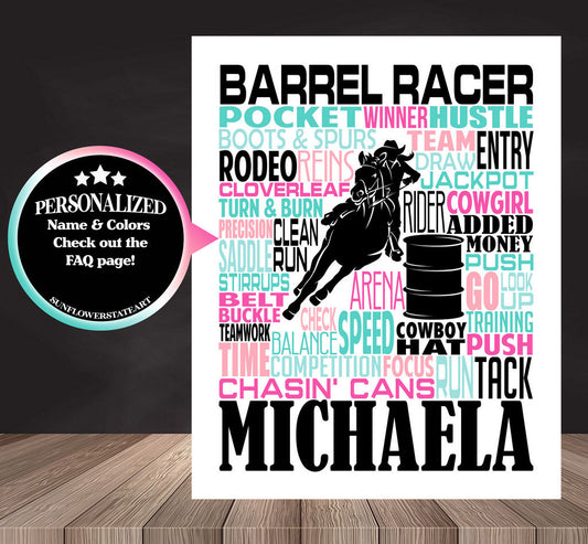 Barrel Racing Poster - Personalized Barrel Racer Gift