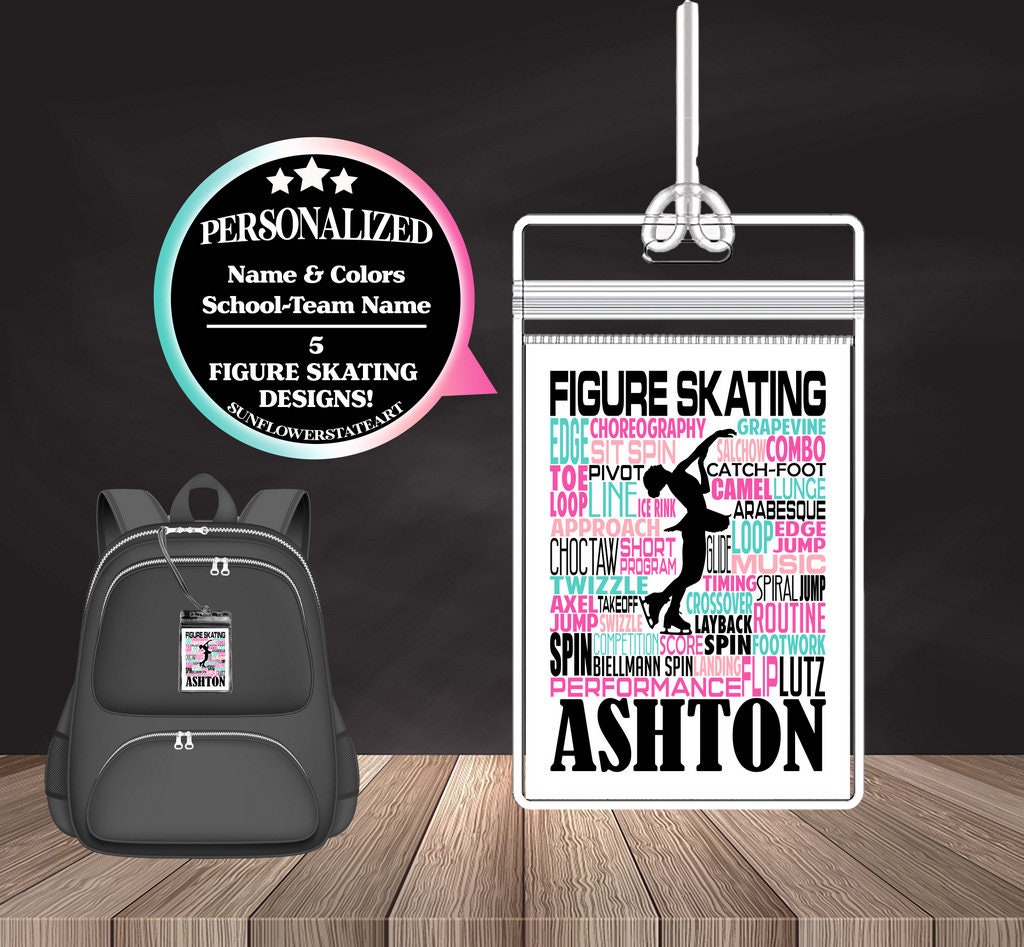 Figure Skater Bag Tag - Ice Skating Luggage Tag - Backpack Bag Tags