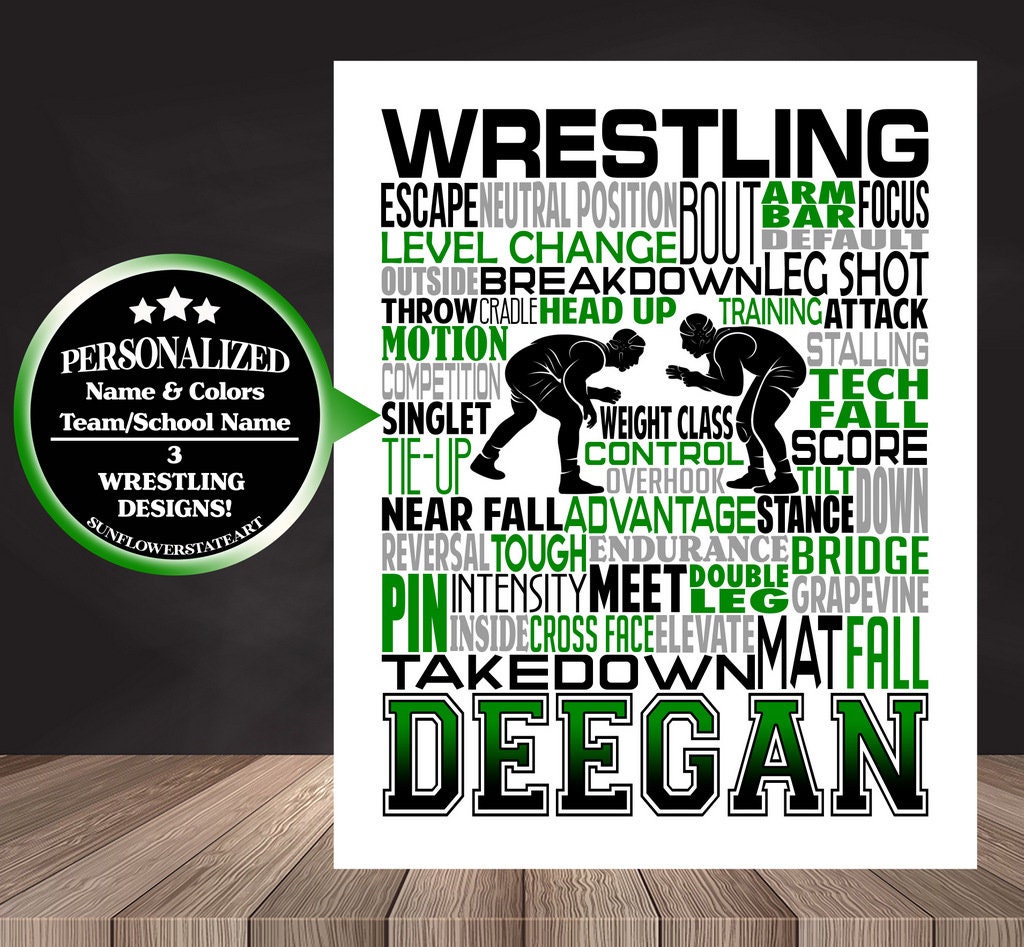 Wrestler Poster, Personalized Wrestling Gift